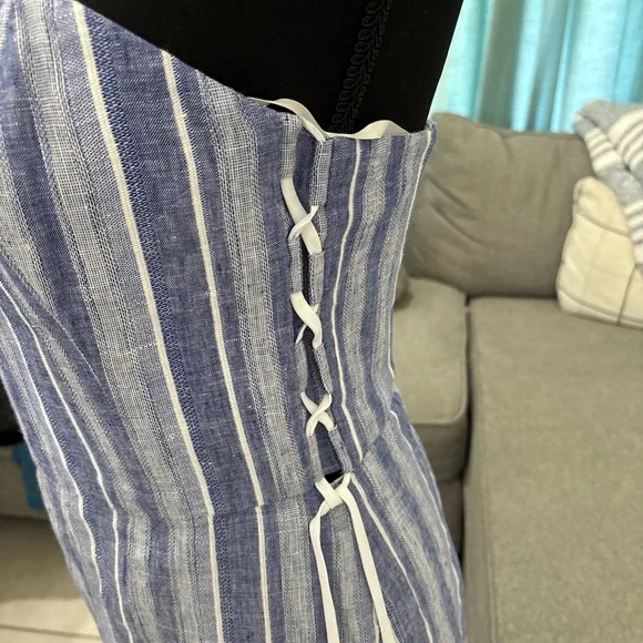 Club Monaco Allentin Linen Blend Jumpsuit Strapless Wide Leg Size 2 - Picture 6 of 13